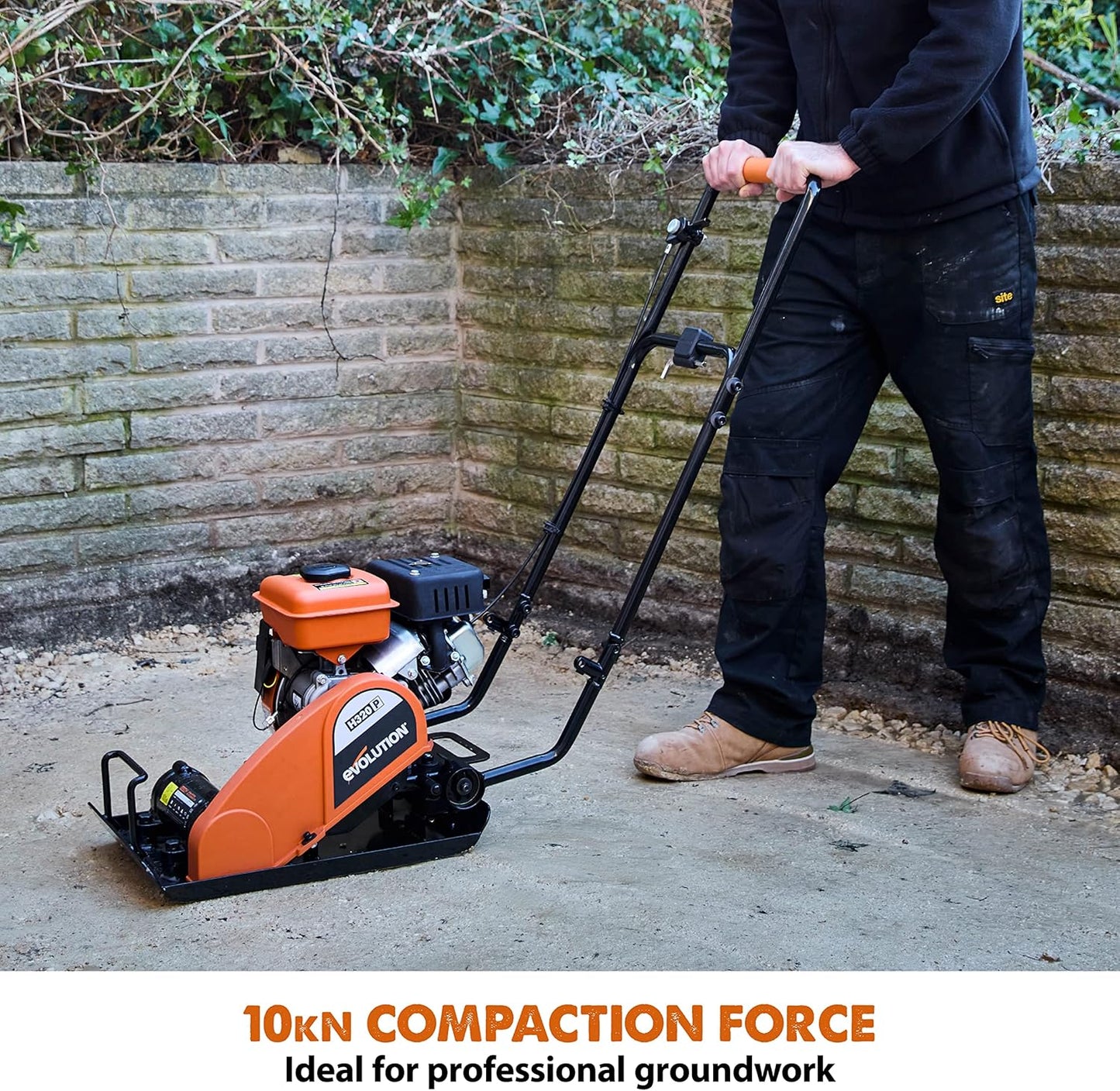 Electric Compactor Plate - Ideal For Levelling Pavement, Artificial Turf Ground Preparation, Patio, Blockwork, Sand, Soil & More