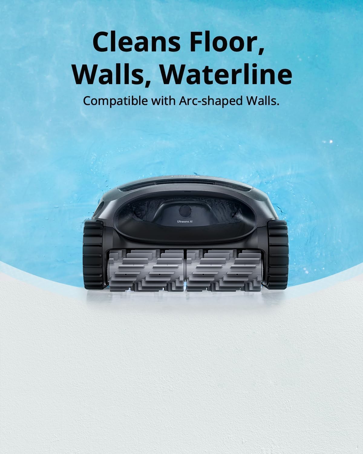 Cordless Robotic Pool Vacuum Cleaner - Intelligent Path Opimization, Cleans Floor, Walls, and Waterline - Suitable for Above & In-Ground Pools up to 2,260 sq.ft, Light Gray
