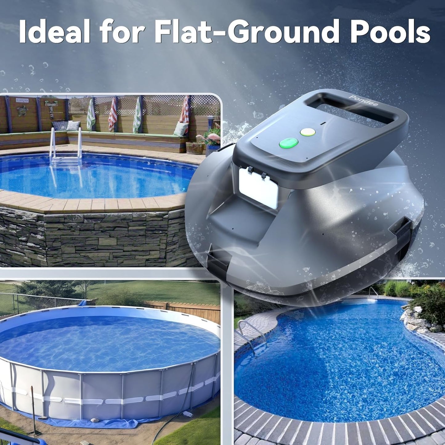 X1 Robotic Pool Vacuum, Cordless Pool Cleaner with 120 Mins Runtime, Auto-Parking, 2.5h Fast Charging, Ideal for Above Ground Pool and Flat-Bottom Inground Pools up to 850 sq.ft