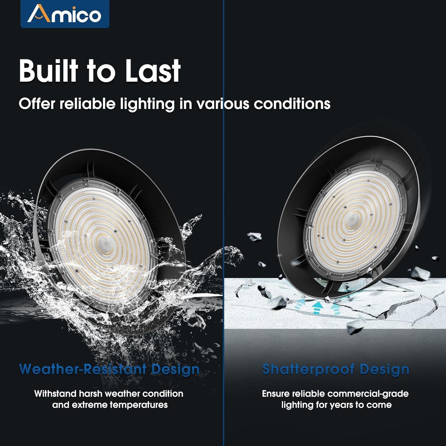 200-watt, 10 sets of UFO lamps, LED ceiling lights, 28,000 lumens, 5000K LED ceiling lights, 5-foot cable, can replace 650-watt metal halide/hot mercury lamps, suitable for gyms, factories, barns and warehouses.