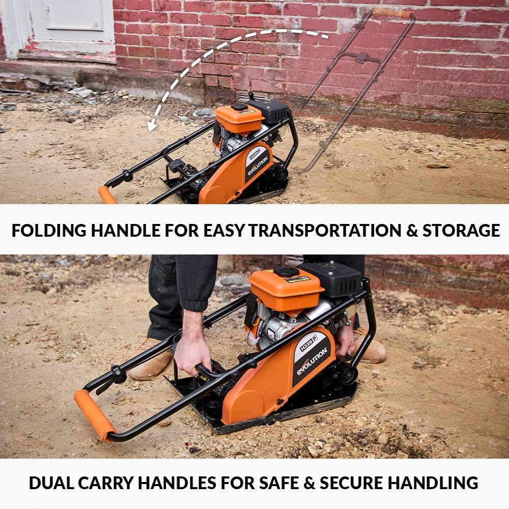 Electric Compactor Plate - Ideal For Levelling Pavement, Artificial Turf Ground Preparation, Patio, Blockwork, Sand, Soil & More