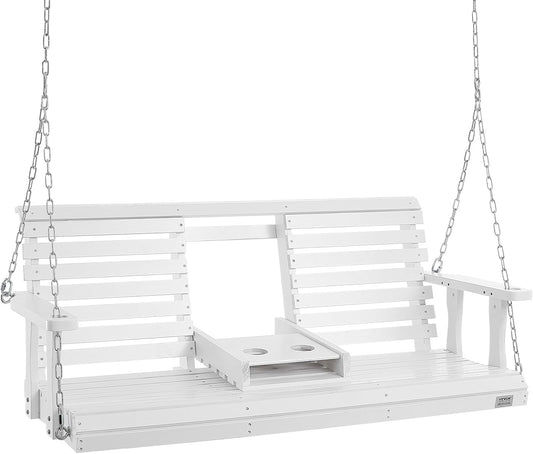 Wooden balcony swing, 5 feet long, for outdoor patio and garden use, outdoor porch swing chair, upgraded version, with a load capacity of 880 pounds, sturdy and durable swing chair bench, equipped with suspension chains, suitable for outdoor use, in