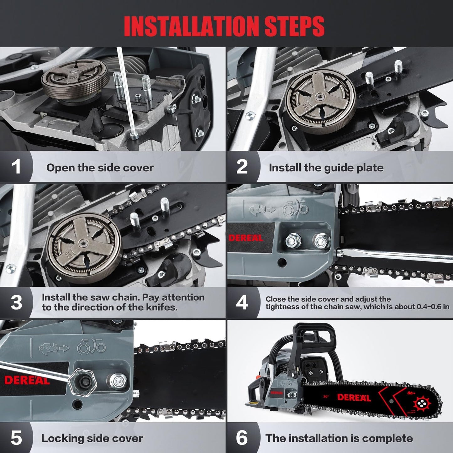 20 Inch 62CC Gas Powered Chainsaw 3.4HP 2 Stroke Engine Gas Power Chain Saw for Cutting Wood Outdoor Garden Farm Home