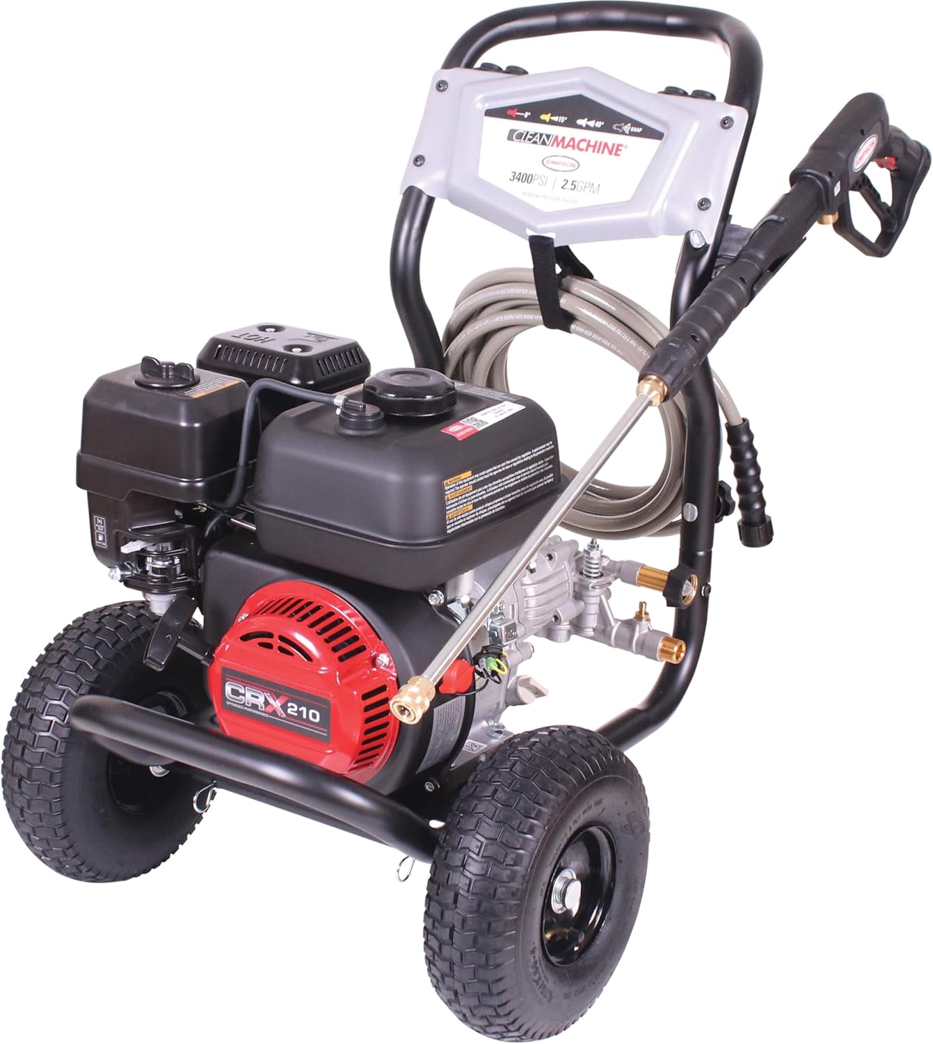 Cleaning CM61083 Clean Machine 3400 PSI Gas Pressure Washer, 2.5 GPM, CRX Engine, Includes Spray Gun and Wand, 4 QC Nozzle Tips, 5/16-in. x 25-ft. MorFlex Hose.