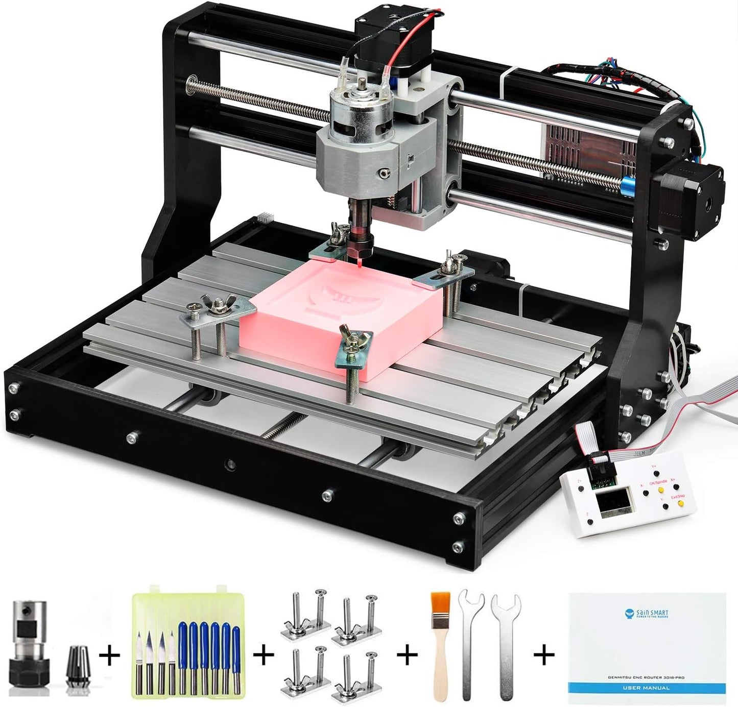 Router Kit GRBL Control 3 Axis Plastic Acrylic PCB PVC Wood Carving Milling Engraving Machine with Offline Controller, XYZ Working Area 300 x 180 x 45mm