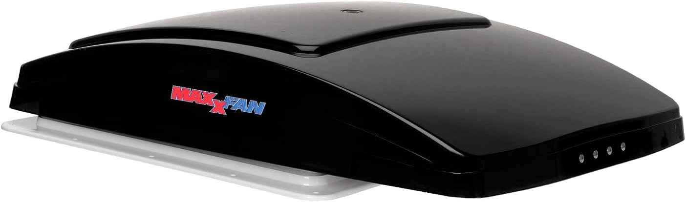 Deluxe - All-In-One RV Vent, Shield & Fan; Built-In Rain Shield, 10 Speed Reversible Fan with Thermostat, Fits Standard 14"x14" Roof Openings, 12V Long Life Motor, White (00-05100K)