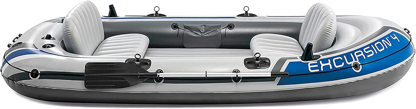 Excursion Inflatable Boat Series: Includes Deluxe 54in Boat Oars and High-Output Pump �� SuperTough PVC �� Adjustable Seats with Backrest �� Fishing Rod Holders �� Welded Oar Locks