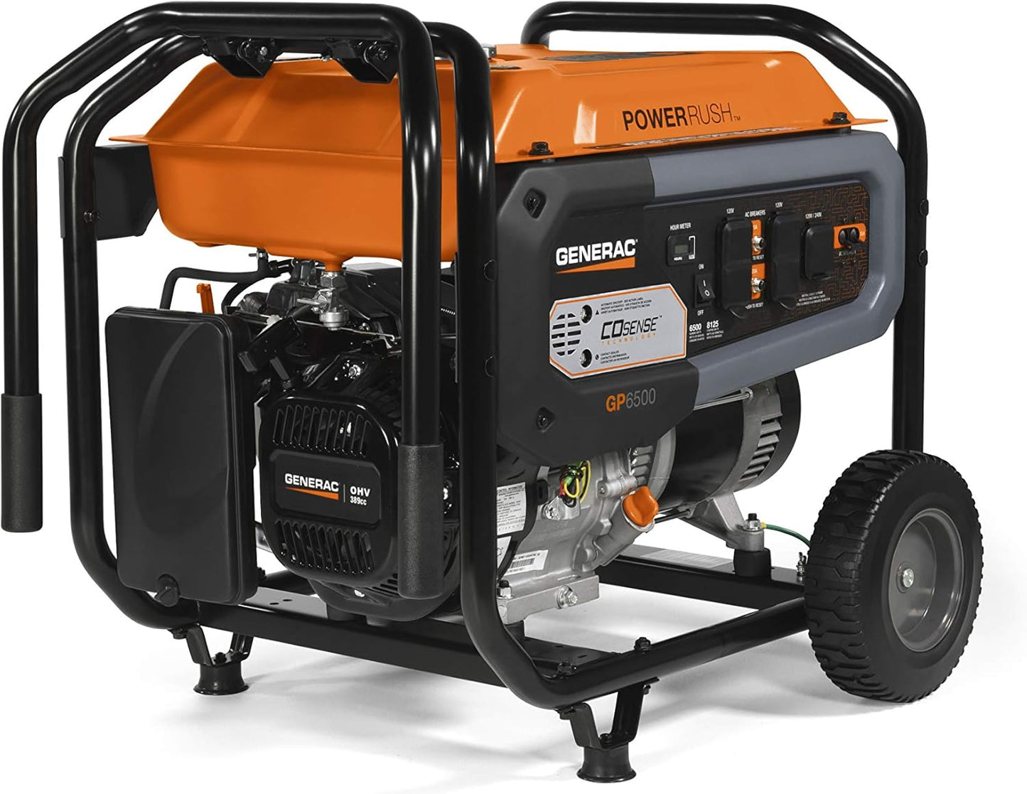 8,000-Watt Gas-Powered Portable Generator - Electric Start with COsense - PowerRush Advanced Technology - Reliable Power for Emergencies, Recreation, Home - 49 State Compliant - Orange/Black