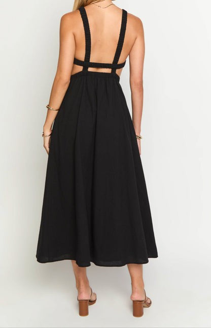 Aero Noir Strappy Back Midi