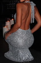 Amalia Silver-Lined Maxi Dress