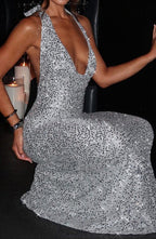 Amalia Silver-Lined Maxi Dress