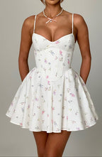 Analeigh White Floral Corset Mini