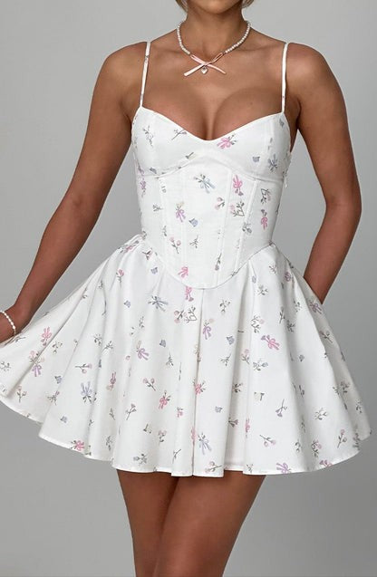 Analeigh White Floral Corset Mini