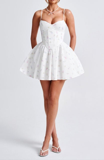 Analeigh White Floral Corset Mini