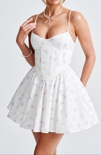 Analeigh White Floral Corset Mini