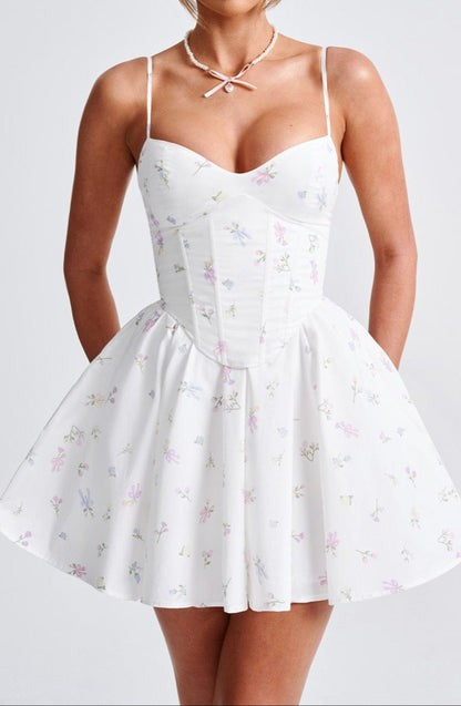 Analeigh White Floral Corset Mini