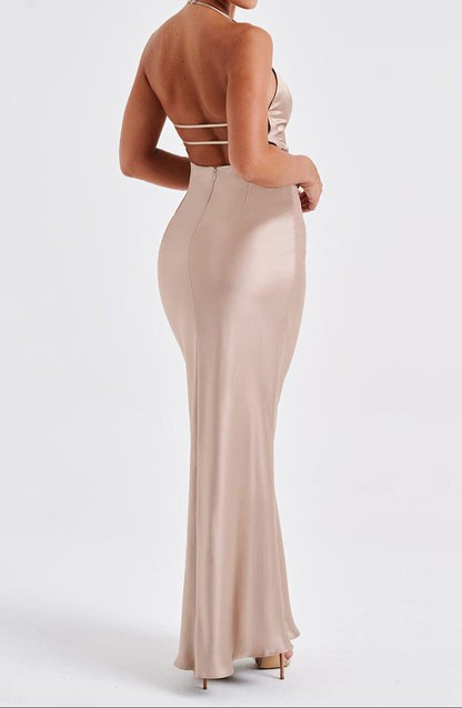Delphine Champagne Halter Maxi