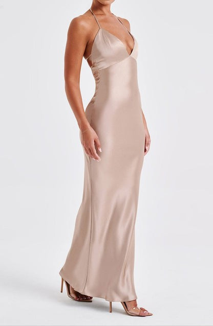 Delphine Champagne Halter Maxi