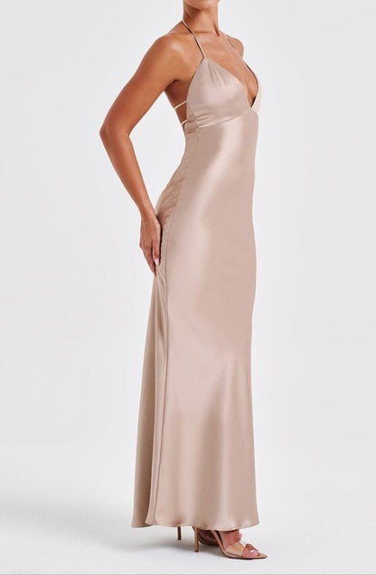 Delphine Champagne Halter Maxi