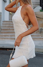 Isla Cream Backless Halter Mini