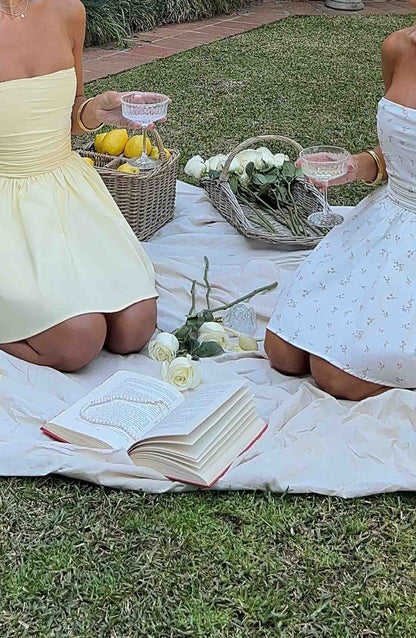 Katrina Lemon Bow-Back Mini Dress