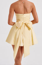 Katrina Lemon Bow-Back Mini Dress