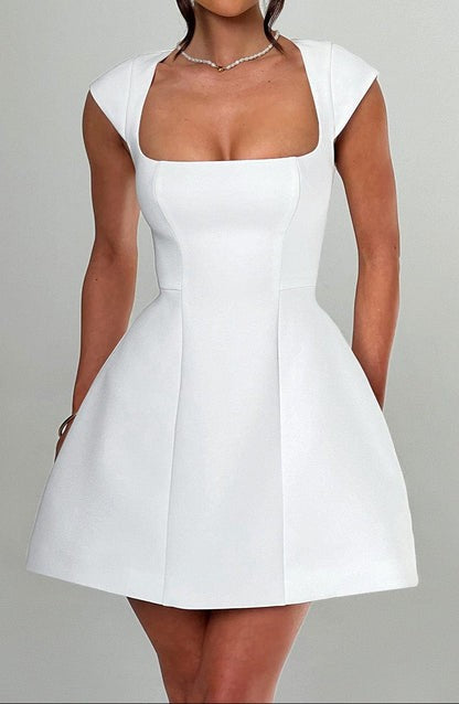 Lena Ivory Cap-Sleeve Mini Dress