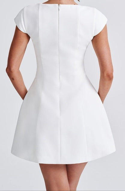 Lena Ivory Cap-Sleeve Mini Dress