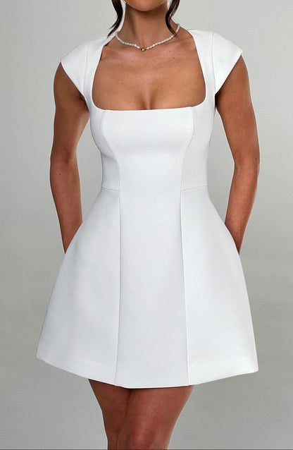 Lena Ivory Cap-Sleeve Mini Dress