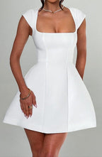 Lena Ivory Cap-Sleeve Mini Dress