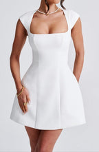 Lena Ivory Cap-Sleeve Mini Dress