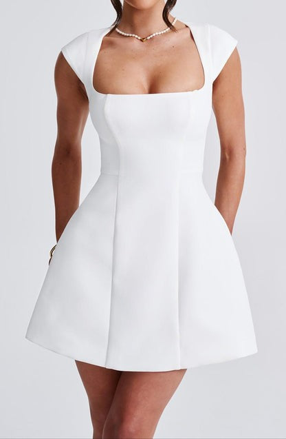 Lena Ivory Cap-Sleeve Mini Dress