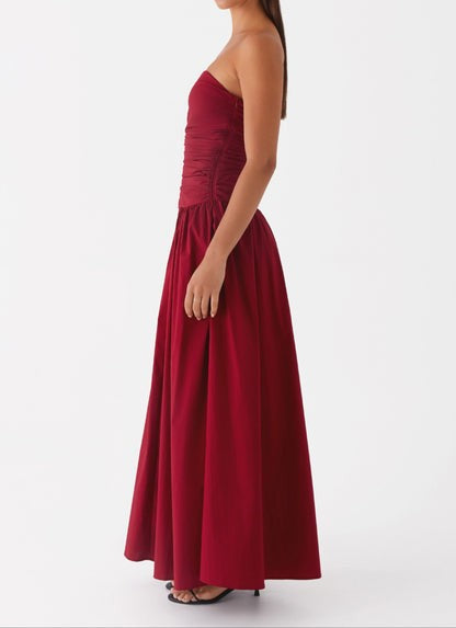 Marotta Merlot Ruched Maxi Dress