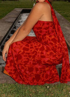 Pagoda Rouge Strapless Print Maxi