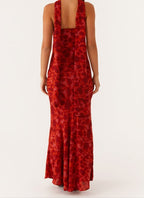 Pagoda Rouge Strapless Print Maxi