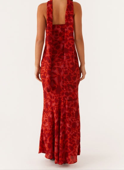 Pagoda Rouge Strapless Print Maxi