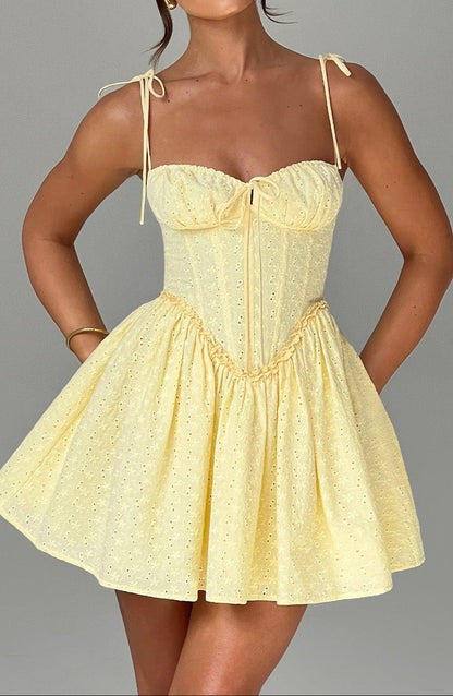 Phoebe Lemon Broderie Corset Mini