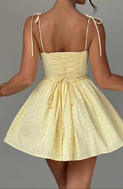 Phoebe Lemon Broderie Corset Mini