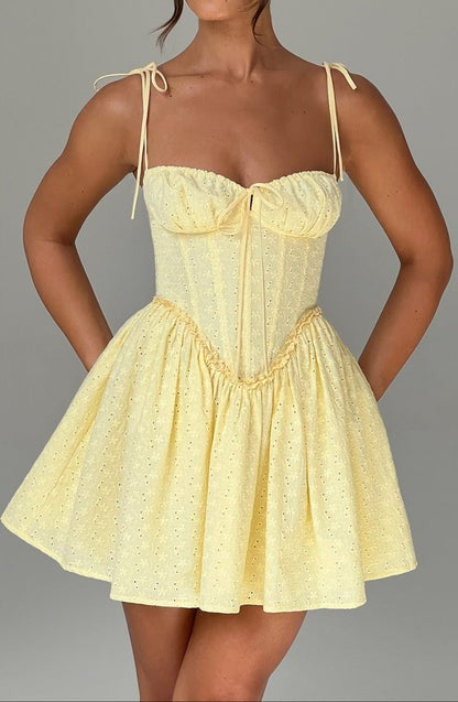 Phoebe Lemon Broderie Corset Mini