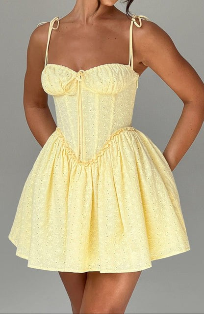 Phoebe Lemon Broderie Corset Mini