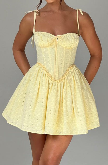 Phoebe Lemon Broderie Corset Mini