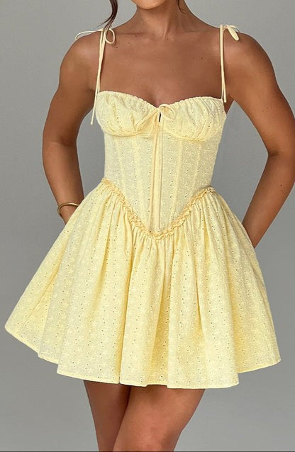 Phoebe Lemon Broderie Corset Mini