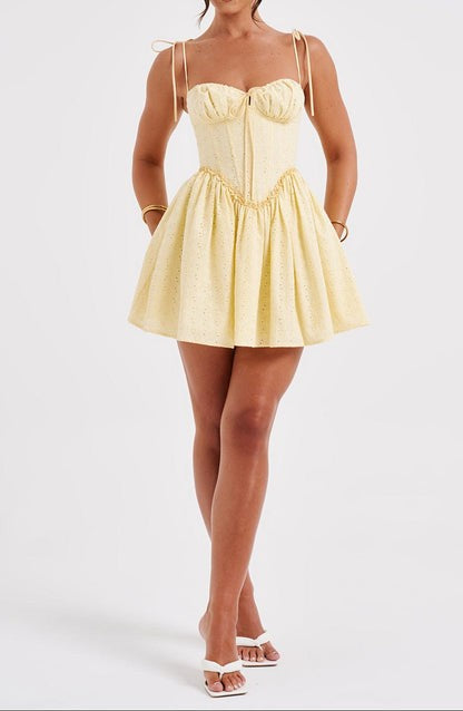 Phoebe Lemon Broderie Corset Mini