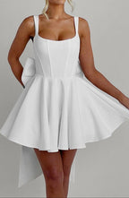 Rue Ivory Detachable-Bow Mini Dress