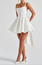 Rue Ivory Detachable-Bow Mini Dress