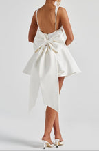 Rue Ivory Detachable-Bow Mini Dress
