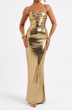 Talisa Gold Cowl-Back Maxi