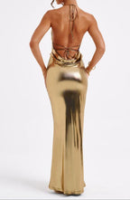 Talisa Gold Cowl-Back Maxi