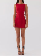 Valentina Red Buckle Cut-Out Mini Dress