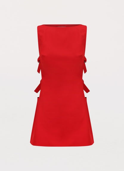 Valentina Red Buckle Cut-Out Mini Dress